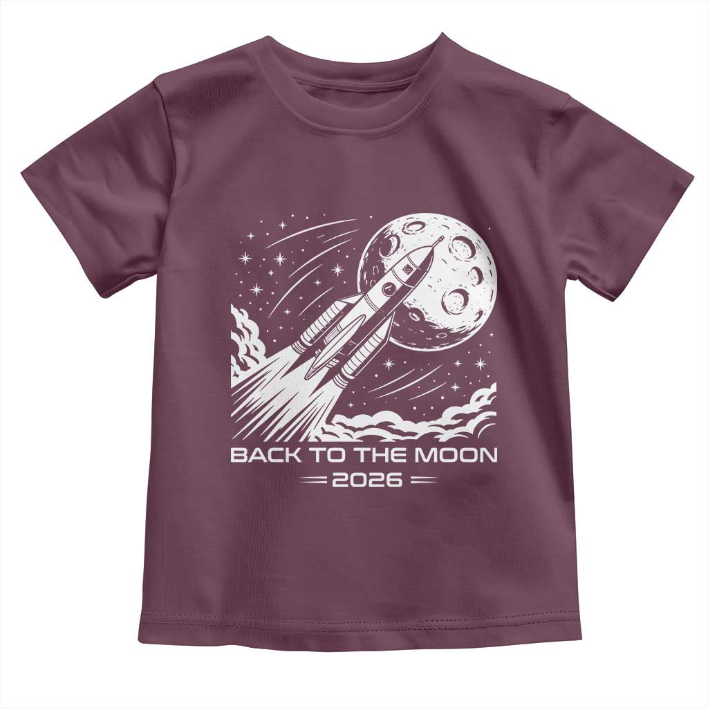Back To The Moon Toddler T Shirt Space Exploration Moon Journey 2026 TS12 Maroon Print Your Wear