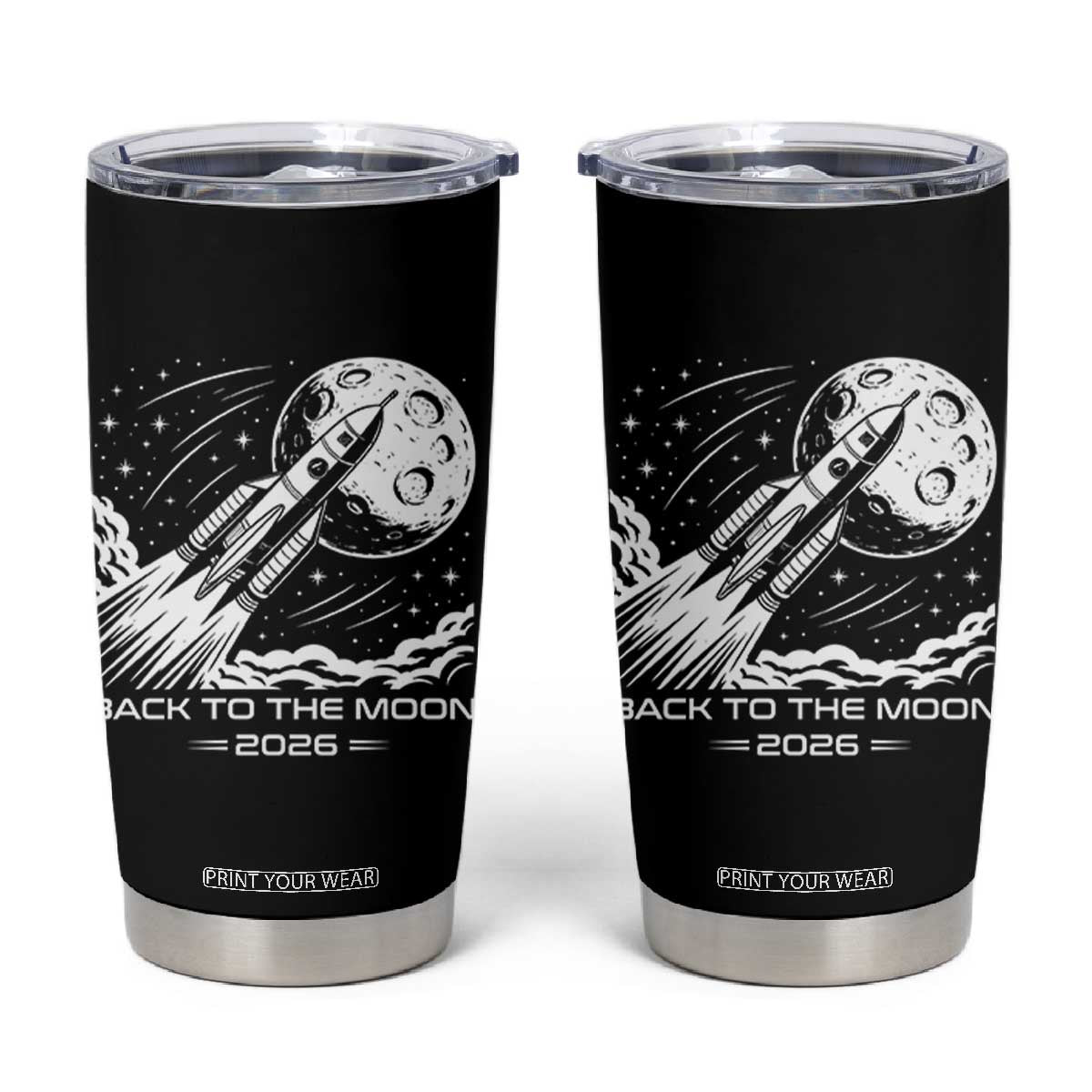 Back To The Moon Tumbler Cup Space Exploration Moon Journey 2026 TS12 Black Print Your Wear