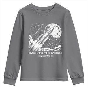 Back To The Moon Youth Sweatshirt Space Exploration Moon Journey 2026 TS12 Charcoal Print Your Wear