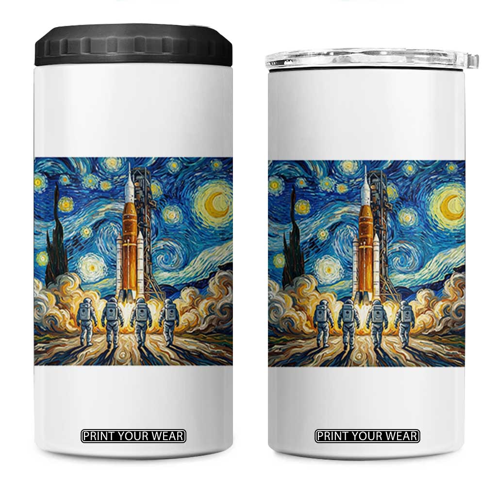 Lunar Mission Astronaut Starry Night 4 in 1 Can Cooler Tumbler Space Lover Gift TS12 One Size: 16 oz White Print Your Wear