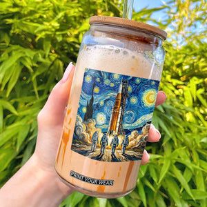 Lunar Mission Astronaut Starry Night Glass Can Space Lover Gift TS12 White Print Your Wear
