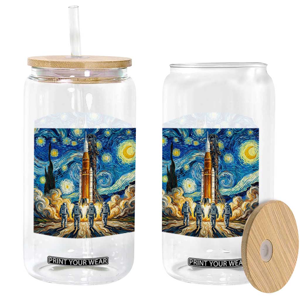 Lunar Mission Astronaut Starry Night Glass Can Space Lover Gift TS12 Print Your Wear