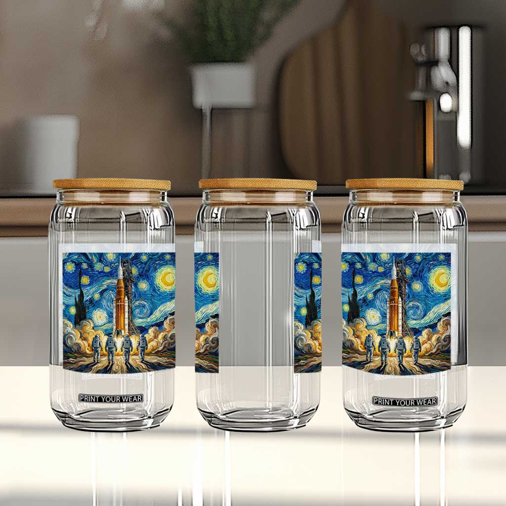 Lunar Mission Astronaut Starry Night Glass Can Space Lover Gift TS12 Print Your Wear