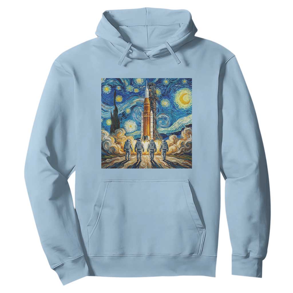 Lunar Mission Astronaut Starry Night Hoodie Space Lover Gift TS12 Light Blue Print Your Wear