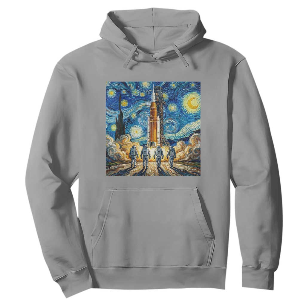Lunar Mission Astronaut Starry Night Hoodie Space Lover Gift TS12 Sport Gray Print Your Wear
