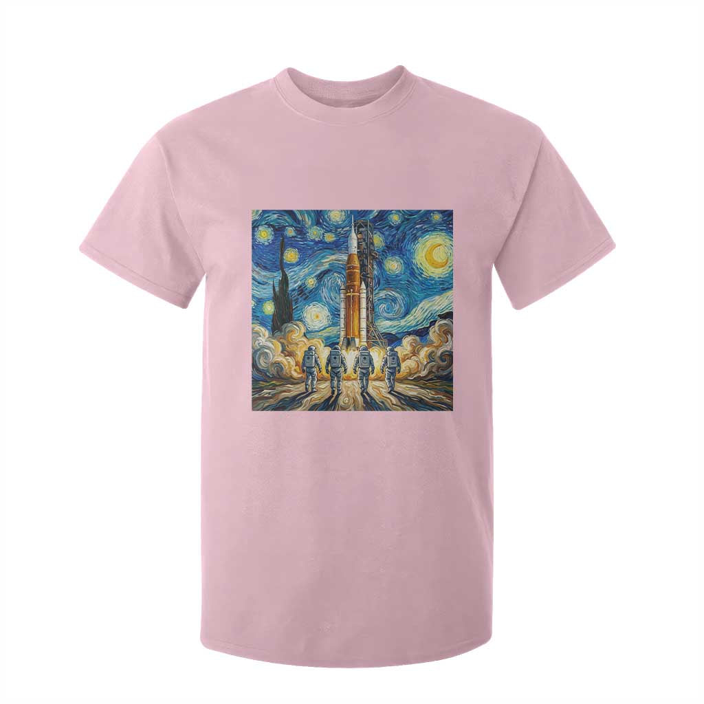 Lunar Mission Astronaut Starry Night T Shirt For Kid Space Lover Gift TS12 Light Pink Print Your Wear
