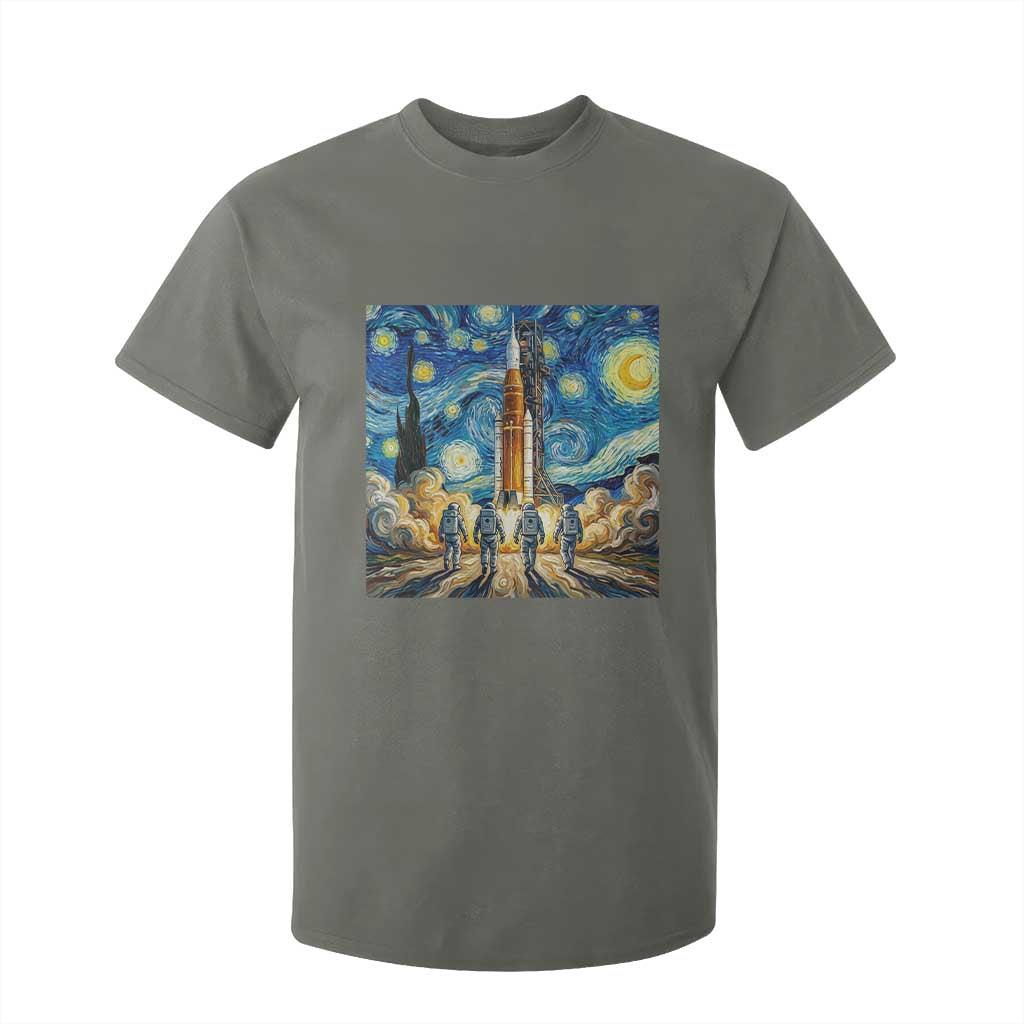 Lunar Mission Astronaut Starry Night T Shirt For Kid Space Lover Gift TS12 Military Green Print Your Wear