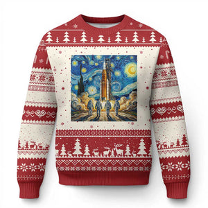 Lunar Mission Astronaut Starry Night Ugly Christmas Sweater Space Lover Gift TS12 Beige Red Print Your Wear