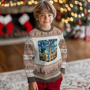 Lunar Mission Astronaut Starry Night Ugly Christmas Sweater Space Lover Gift TS12 Mocha Mousse Print Your Wear