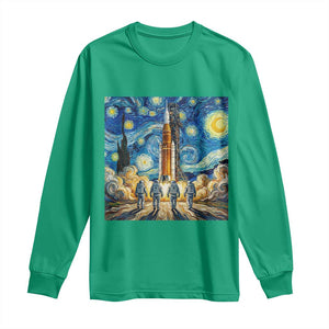 Lunar Mission Astronaut Starry Night Long Sleeve Shirt Space Lover Gift TS12 Irish Green Print Your Wear