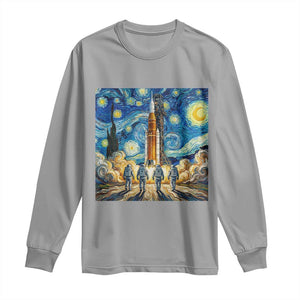Lunar Mission Astronaut Starry Night Long Sleeve Shirt Space Lover Gift TS12 Sport Gray Print Your Wear