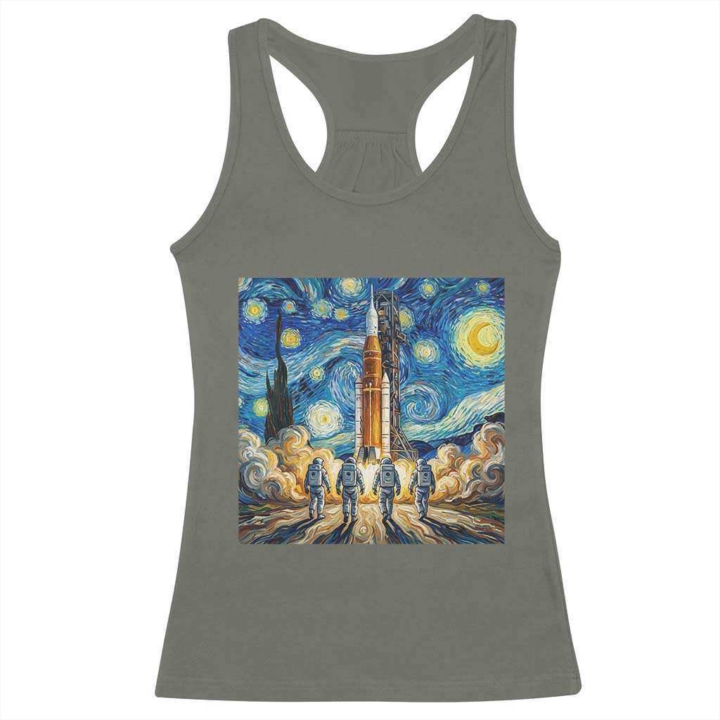 Lunar Mission Astronaut Starry Night Racerback Tank Top Space Lover Gift TS12 Military Green Print Your Wear