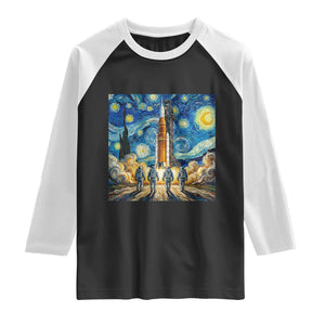 Lunar Mission Astronaut Starry Night Raglan Shirt Space Lover Gift TS12 Black White Print Your Wear