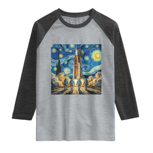 Lunar Mission Astronaut Starry Night Raglan Shirt Space Lover Gift TS12 Heather Gray Heather Charcoal Print Your Wear