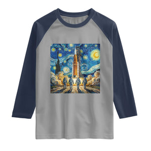 Lunar Mission Astronaut Starry Night Raglan Shirt Space Lover Gift TS12 Sport Gray Navy Print Your Wear