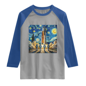 Lunar Mission Astronaut Starry Night Raglan Shirt Space Lover Gift TS12 Sport Gray Royal Print Your Wear
