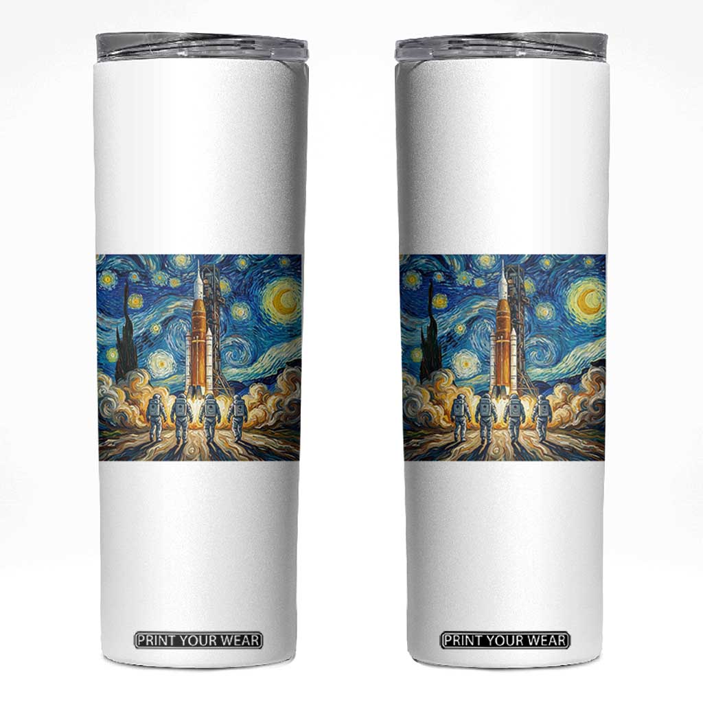 Lunar Mission Astronaut Starry Night Skinny Tumbler Space Lover Gift TS12 White Print Your Wear
