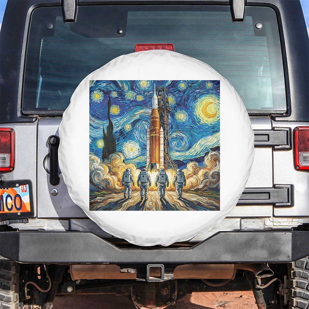 Lunar Mission Astronaut Starry Night Spare Tire Cover Space Lover Gift TS12 No hole Black Print Your Wear