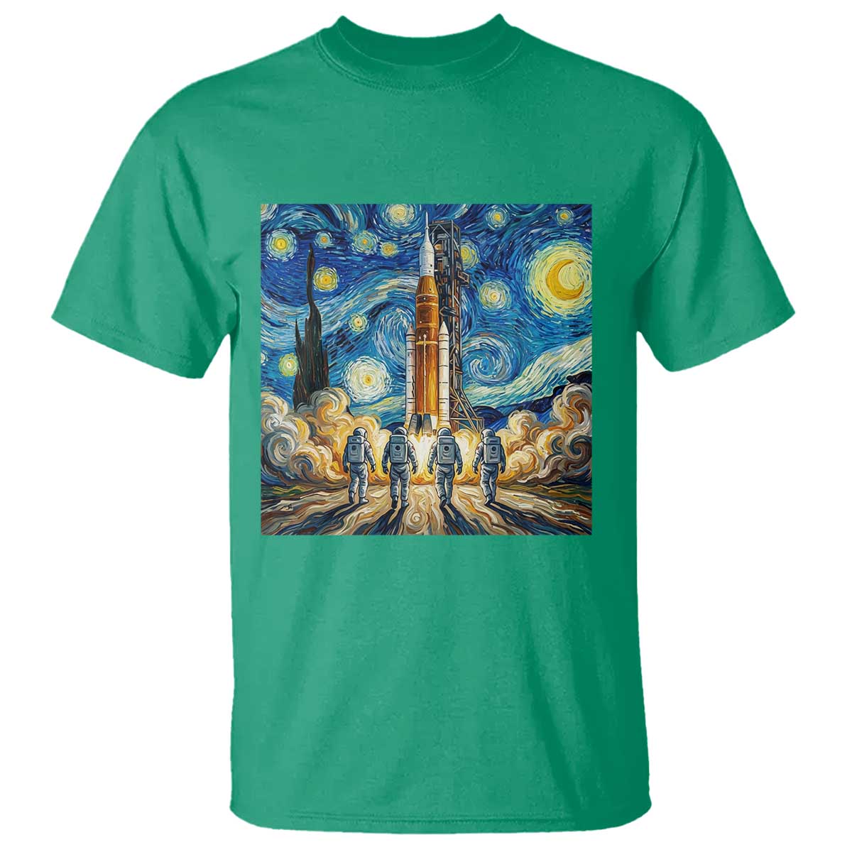 Lunar Mission Astronaut Starry Night T Shirt Space Lover Gift TS12 Irish Green Print Your Wear