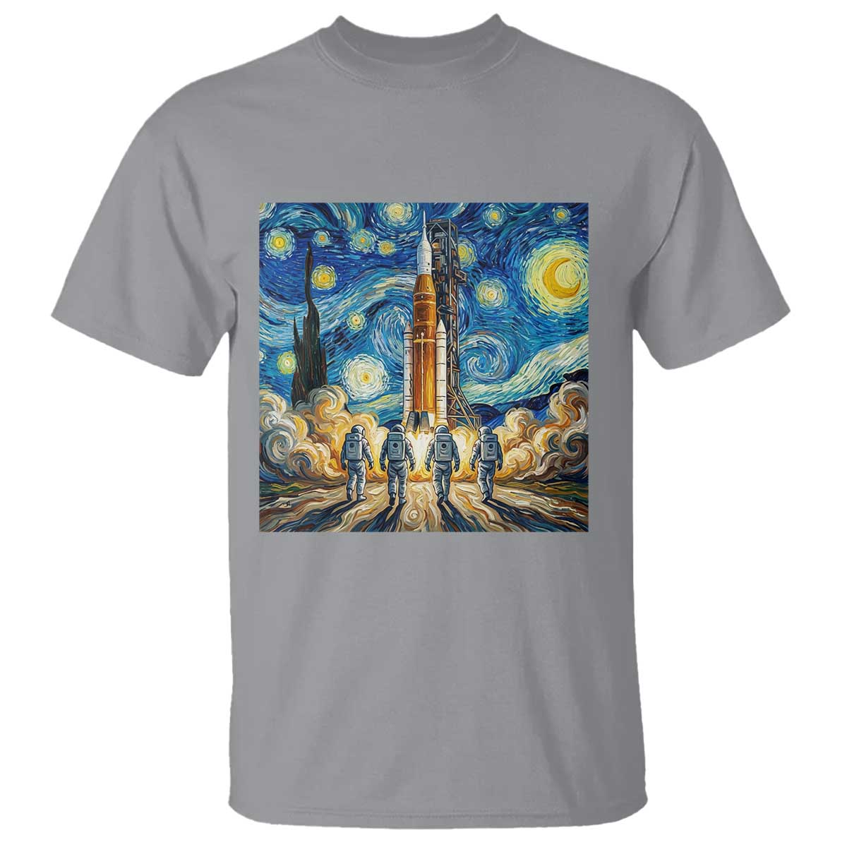 Lunar Mission Astronaut Starry Night T Shirt Space Lover Gift TS12 Sport Gray Print Your Wear