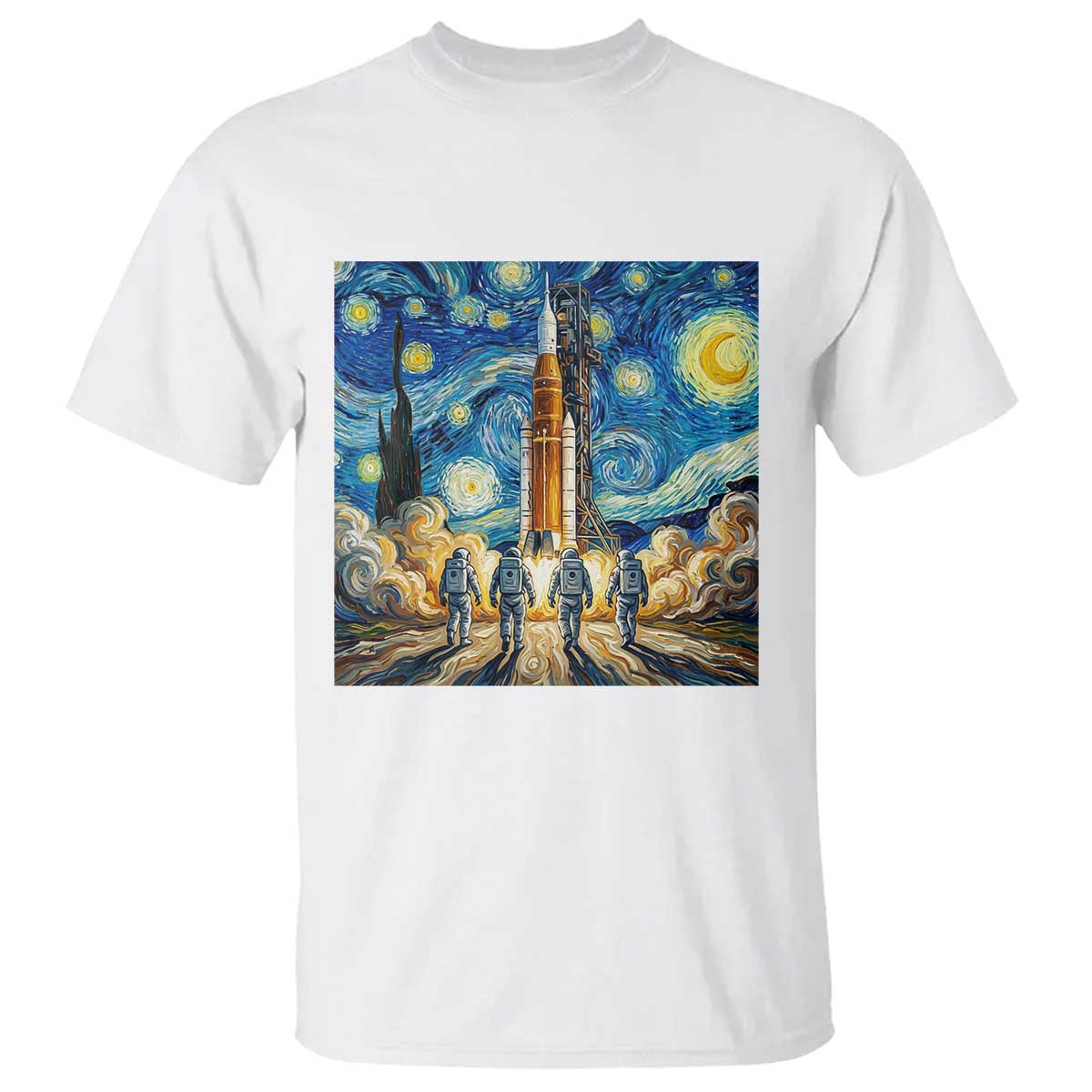 Lunar Mission Astronaut Starry Night T Shirt Space Lover Gift TS12 White Print Your Wear