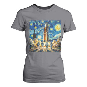 Lunar Mission Astronaut Starry Night T Shirt For Women Space Lover Gift TS12 Charcoal Print Your Wear