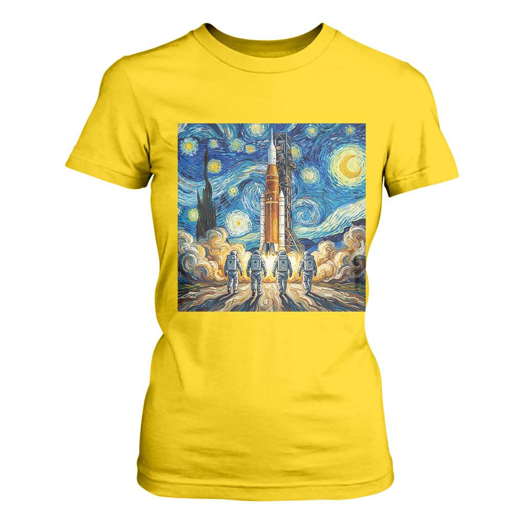 Lunar Mission Astronaut Starry Night T Shirt For Women Space Lover Gift TS12 Daisy Print Your Wear