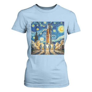 Lunar Mission Astronaut Starry Night T Shirt For Women Space Lover Gift TS12 Light Blue Print Your Wear