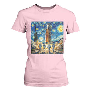 Lunar Mission Astronaut Starry Night T Shirt For Women Space Lover Gift TS12 Light Pink Print Your Wear