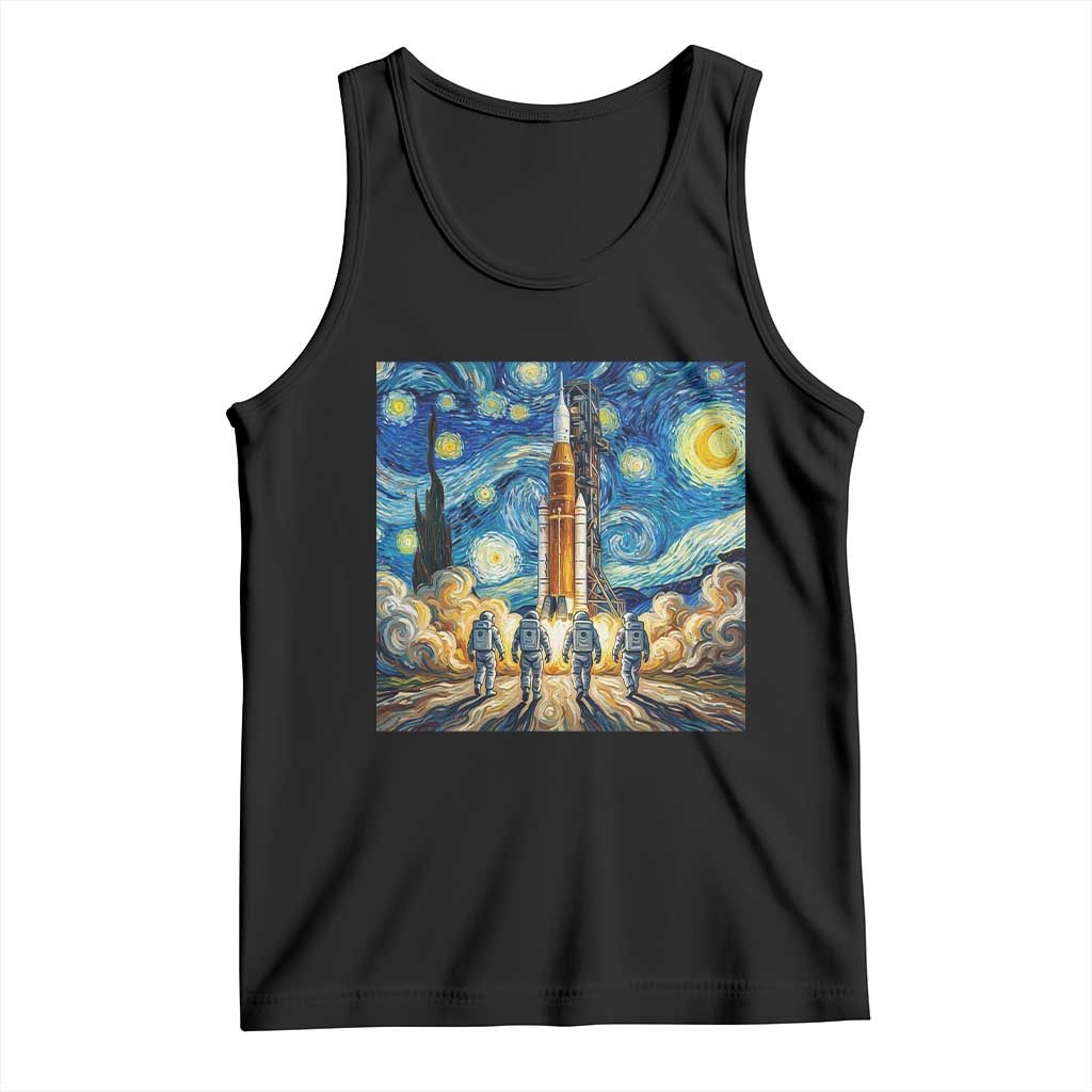 Lunar Mission Astronaut Starry Night Tank Top Space Lover Gift TS12 Black Print Your Wear