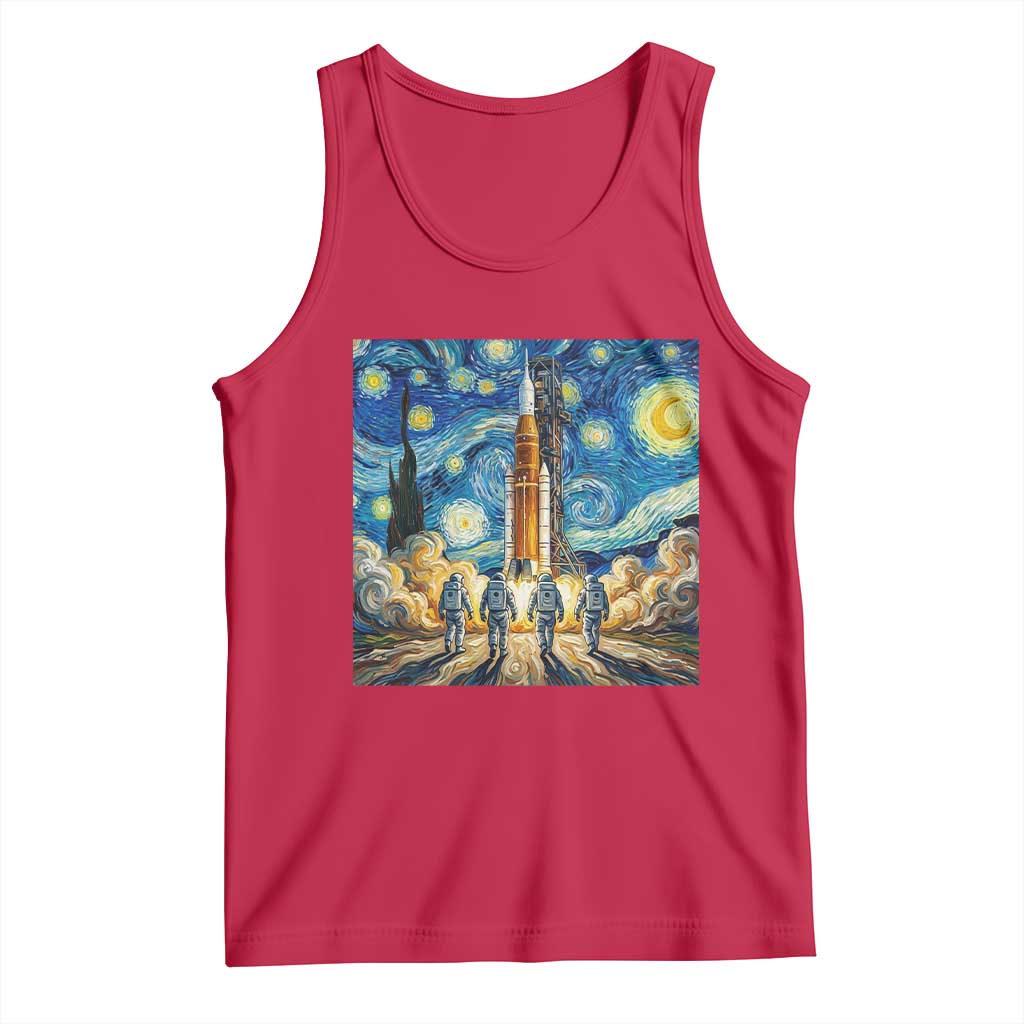 Lunar Mission Astronaut Starry Night Tank Top Space Lover Gift TS12 Red Print Your Wear
