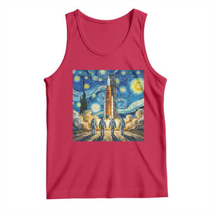 Lunar Mission Astronaut Starry Night Tank Top Space Lover Gift TS12 Red Print Your Wear