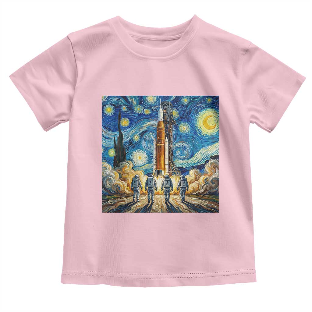 Lunar Mission Astronaut Starry Night Toddler T Shirt Space Lover Gift TS12 Light Pink Print Your Wear