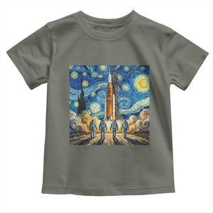 Lunar Mission Astronaut Starry Night Toddler T Shirt Space Lover Gift TS12 Military Green Print Your Wear