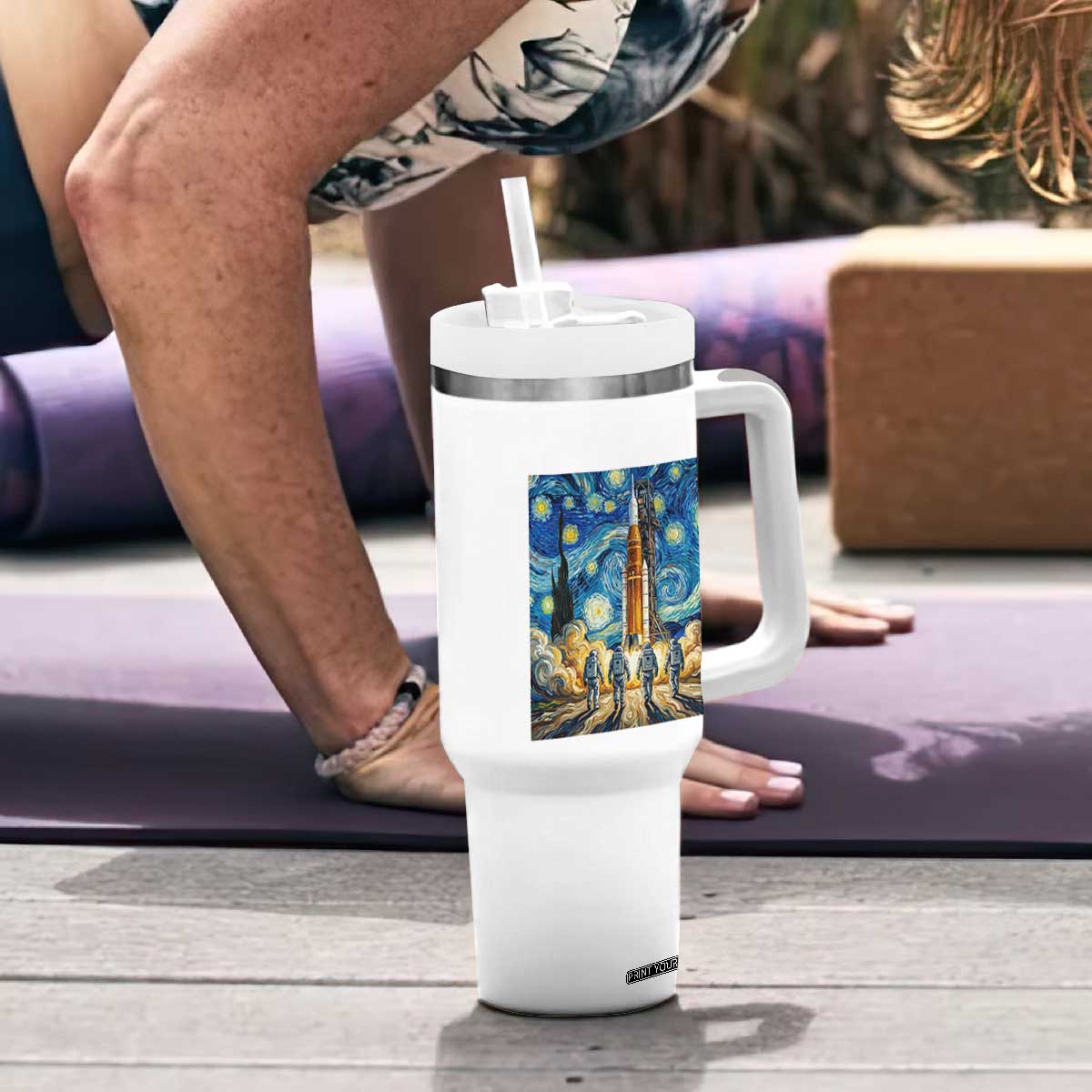 Lunar Mission Astronaut Starry Night Tumbler With Handle Space Lover Gift TS12 Print Your Wear
