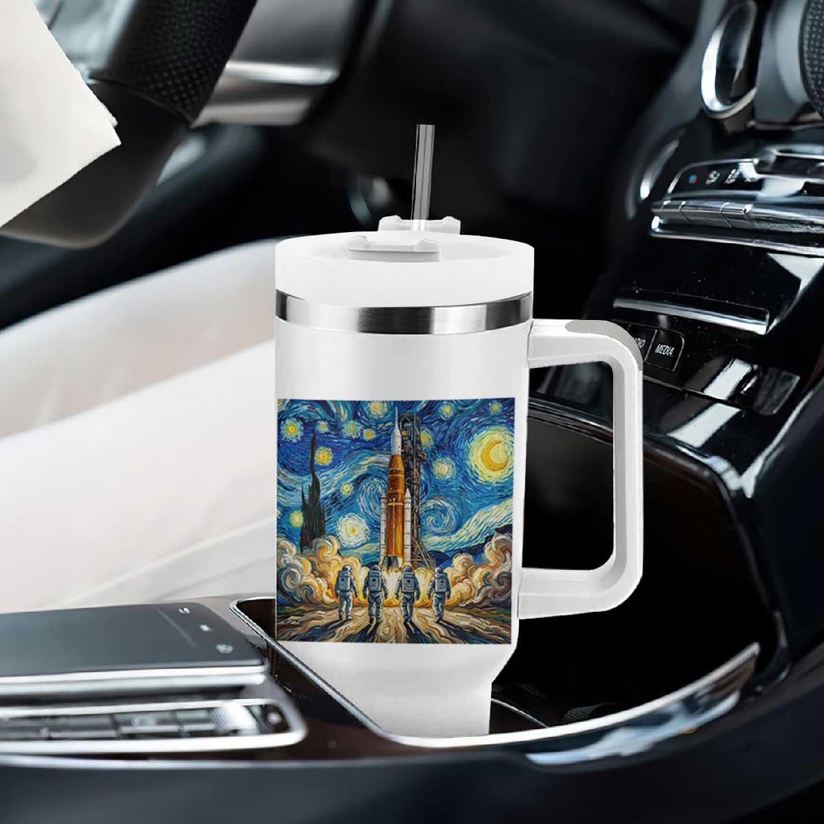 Lunar Mission Astronaut Starry Night Tumbler With Handle Space Lover Gift TS12 Print Your Wear