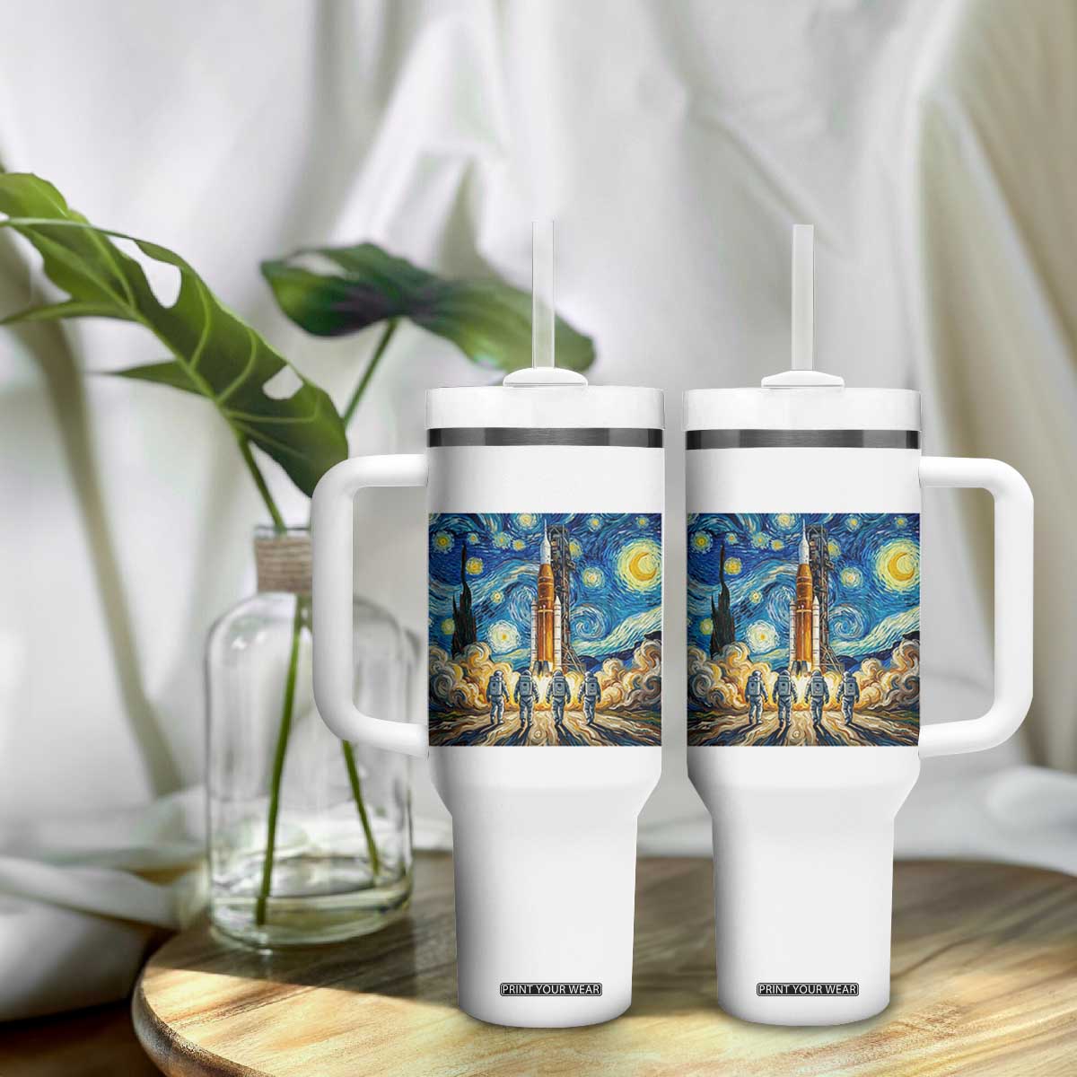 Lunar Mission Astronaut Starry Night Tumbler With Handle Space Lover Gift TS12 Print Your Wear