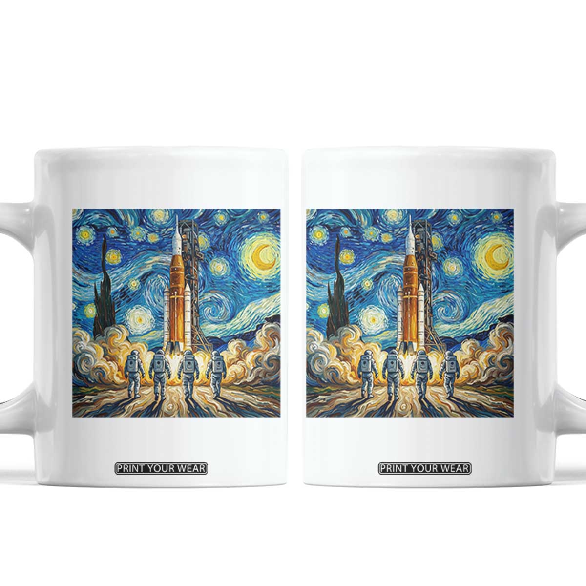 Lunar Mission Astronaut Starry Night Coffee Mug Space Lover Gift TS12 White Print Your Wear