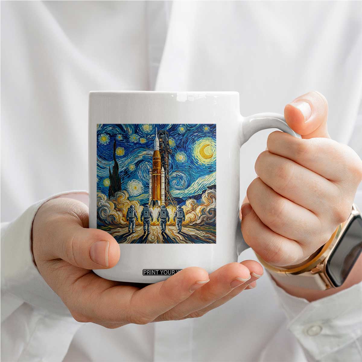 Lunar Mission Astronaut Starry Night Coffee Mug Space Lover Gift TS12 Print Your Wear