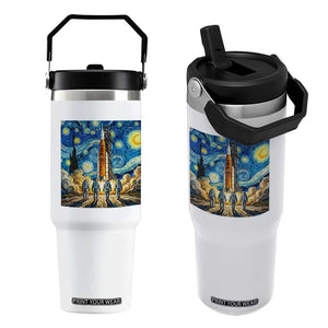 Lunar Mission Astronaut Starry Night Flip Straw Tumbler Space Lover Gift TS12 One Size: 30 oz White Print Your Wear