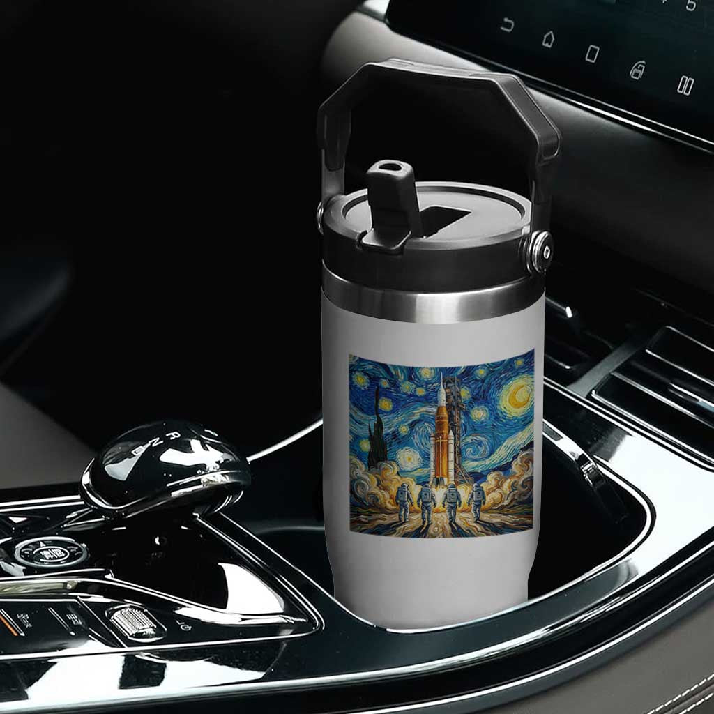 Lunar Mission Astronaut Starry Night Flip Straw Tumbler Space Lover Gift TS12 Print Your Wear