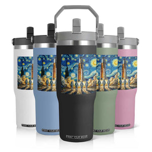 Lunar Mission Astronaut Starry Night Flip Straw Tumbler Space Lover Gift TS12 Print Your Wear