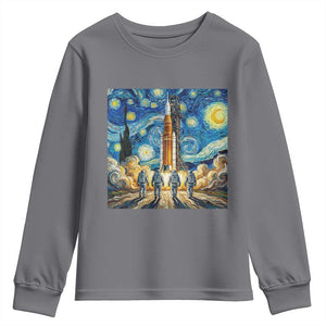 Lunar Mission Astronaut Starry Night Youth Sweatshirt Space Lover Gift TS12 Charcoal Print Your Wear