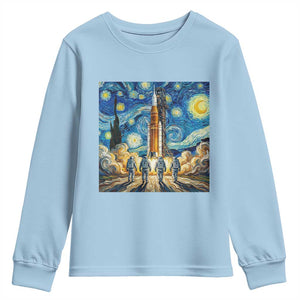Lunar Mission Astronaut Starry Night Youth Sweatshirt Space Lover Gift TS12 Light Blue Print Your Wear