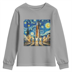 Lunar Mission Astronaut Starry Night Youth Sweatshirt Space Lover Gift TS12 Sport Gray Print Your Wear