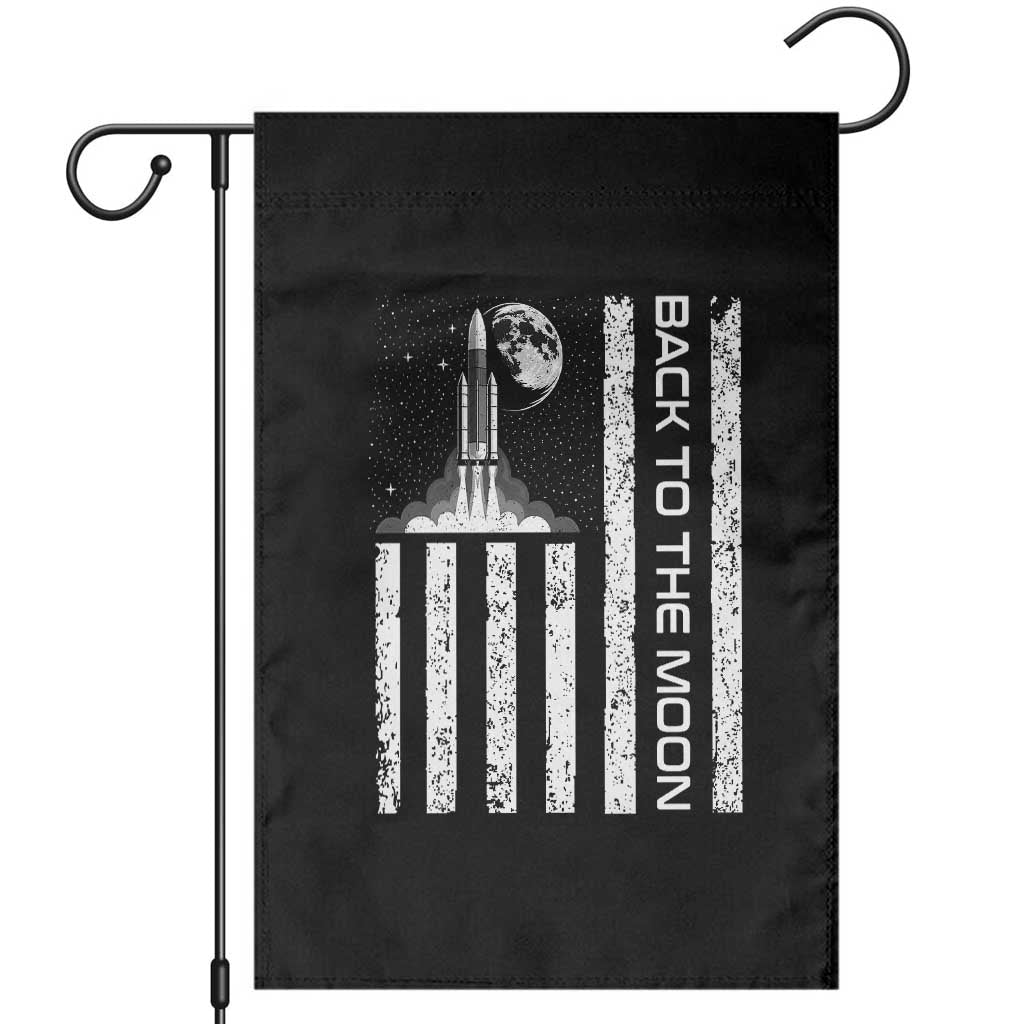 Patriotic American Pride Astronaut Lunar Mission Garden Flag Back To The Moon TS12 Black Print Your Wear