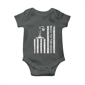 Patriotic American Pride Astronaut Lunar Mission Baby Onesie Back To The Moon TS12 Dark Heather Print Your Wear