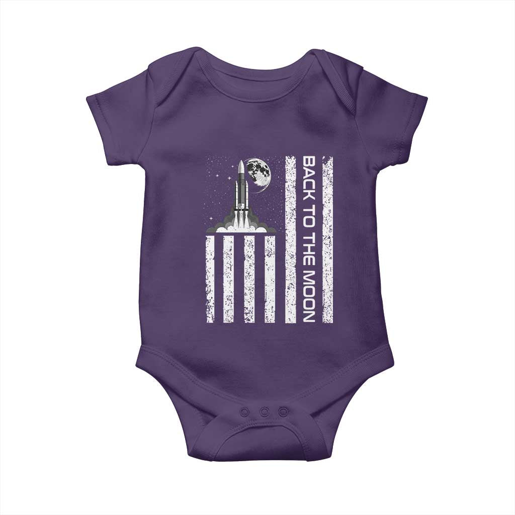 Patriotic American Pride Astronaut Lunar Mission Baby Onesie Back To The Moon TS12 Purple Print Your Wear