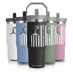Patriotic American Pride Astronaut Lunar Mission Flip Straw Tumbler Back To The Moon TS12 Print Your Wear