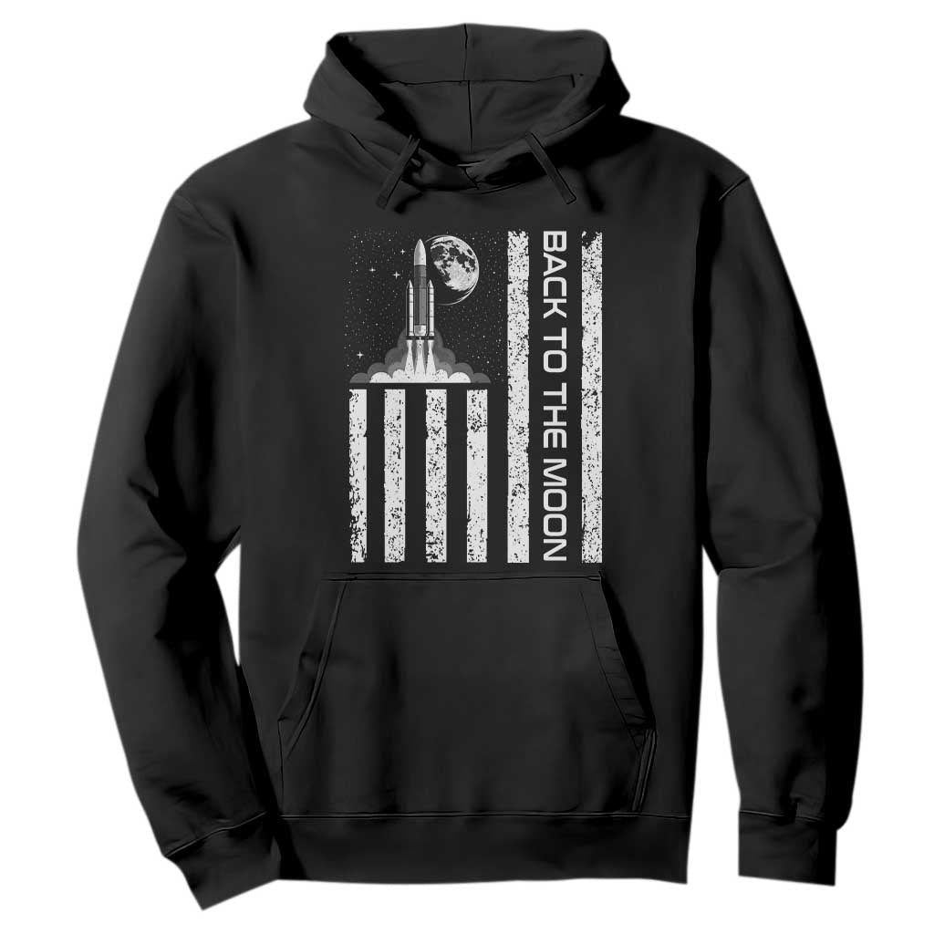 Patriotic American Pride Astronaut Lunar Mission Hoodie Back To The Moon TS12 Black Print Your Wear